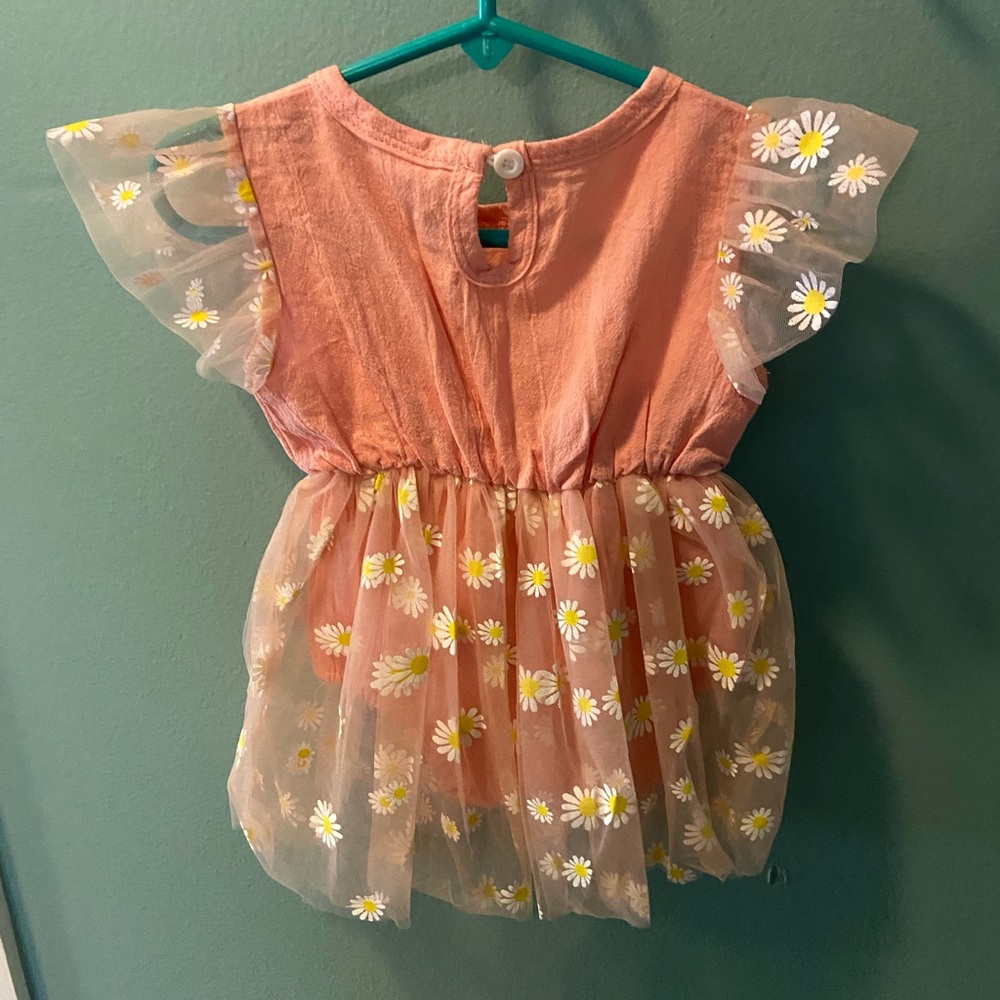 Pink Daisy Groovy Dress Boho First Birthday Outfit Clothes Floral 3-6 months - Picture 2 of 3